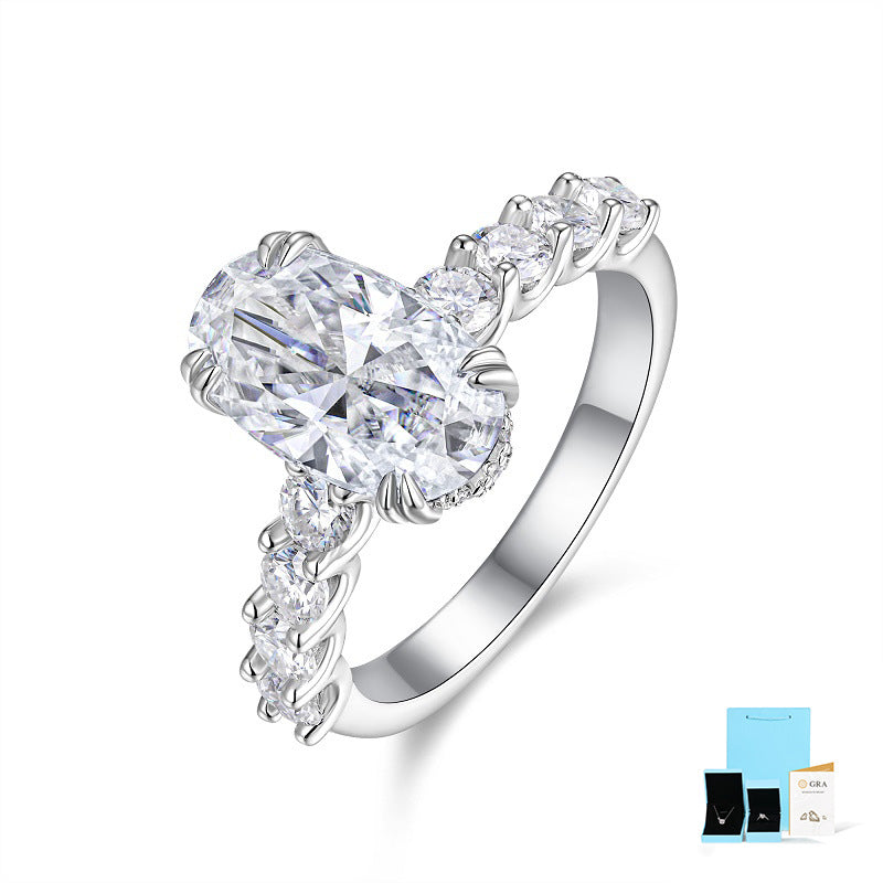 4 Carat Oval Cut Moissanite Ring – D-E Color | 925 Sterling Silver Engagement Ring for Women