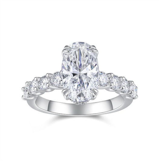 4 Carat Oval Cut Moissanite Ring – D-E Color | 925 Sterling Silver Engagement Ring for Women