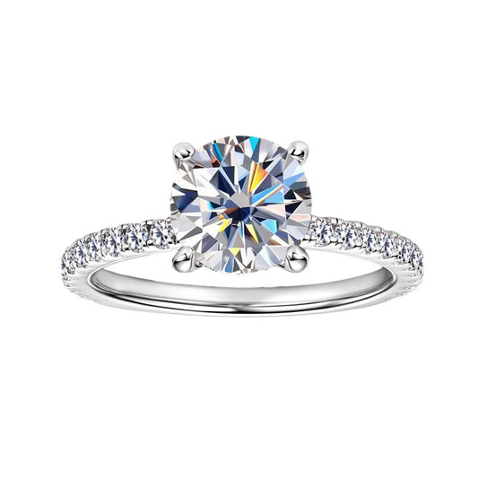 2 Carat Round Cut Moissanite Ring for Mom | 925 Silver Jewelry Gift